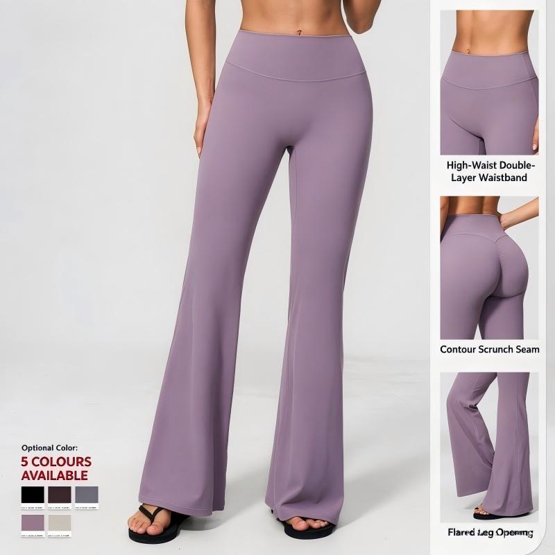 High-Waist Flare Leggings for Women, Buttery-Soft 78% Nylon 22% Spandex 220gsm Yoga Pants, Squat-Proof, Zero See-Through, Booty-Lifting Scrunch Seam